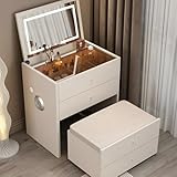 Élégance moderne : coiffeuse avec tabouret – Cette coiffeuse rabattable dispose d'un verre trempé de qualité supérieure et d'un design artistique. La solution de table de maquillage compacte 3 en 1 est résistante aux rayures, améliorant la sophistication dans n'importe quel espace. Parfaite comme coiffeuse avec tabouret, elle allie beauté et fonctionnalité pour votre routine quotidienne.