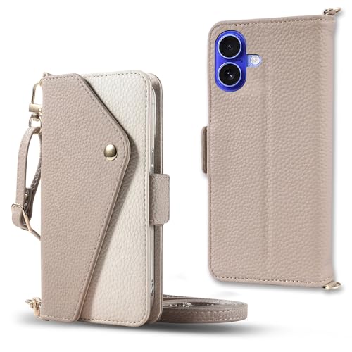 Cacheluna �蒠�^�P�[�X �V�����_�[�P�[�X iphone �蒠�^ �V�����_�[�P�[�X ���U�[ for iPhone 16 Plus �΂ߊ|���Ǝ莝���[ �X�}�[�g�t�H���P�[�X ���z�^ �Ή� �A�C�t�H�� ���G��ǂ� �֗�