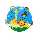 QUILSTM Holztamburine, Kindertrommel, Glocke, Handtrommel, leicht zu spielendes Schlaginstrument, fördert musikalisches Talent, frühkindliches, Tier, 15cm