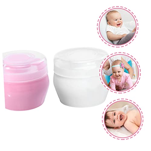 Toyvian 2 Conjuntos De Puff De Pelúcia Para Bebê Puff De Pó De Corpo Recipiente Transparente Recipie