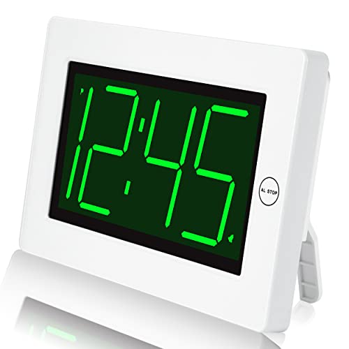 KWANWA Large Digital Alarm Clock, 3" LED Display Battery Operated, Dimmable Auto Night Mode, Easy to Read for Seniors Visually Impaired, Cordless Wall Clock or Table Clock for Bedroom Kitchen RV by KWANWA - Used condition - CA$27.91
