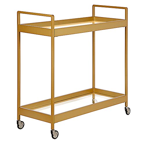 Image of Cooper 33'' Wide Rectangular Bar Cart in Brass