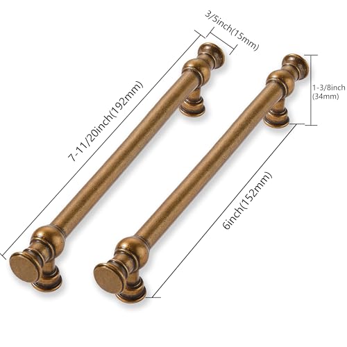 CABDM 2 Pack 6 Inch Hole Center Antique Brass Cabinet Pulls-Heavy Duty Solid Cabinet Handles Suitable for Cabinets, Dressers, Kitchens and Bathroom cabinets by CABDM - Used condition - Image 2
