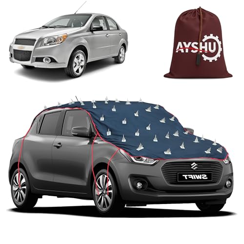 Image of AYSHU Water-Resistant Spike Car Cover for Chevrolet Aveo - Protects from Dogs, Monkeys, Dust, Sunlight & UV - Full Roof Universal Fit