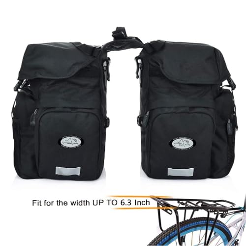 ZTZ 50L Panniers Bike Bags, Waterproof Bike Panniers Made of High-Density 600D Polyester for Durable Use, Bike Saddle Bag come with Reflective Trim and Rain Cover, Easy Organize in 7 inch Rack(Black) - Thumbnail 5