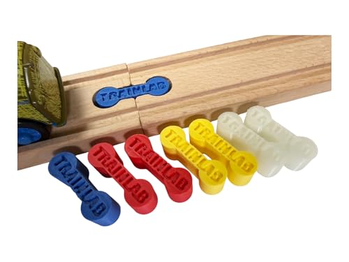 TrainLab.com DogBone Wooden Train Track Connectors, Adapters Compatible with Thomas and Friends, Brio, and All Wooden Railway Systems (8-Pack Fun Set for Kids and Adults)
