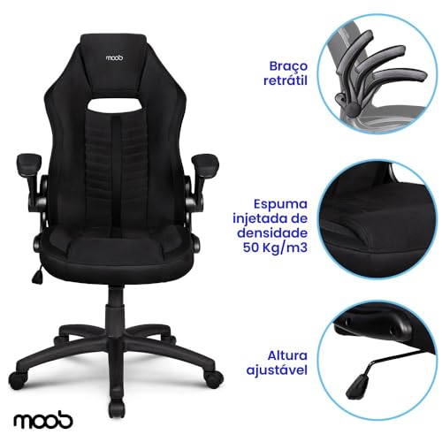 Moob Cadeira Gamer Giratória Royale Com Regulagem de Altura Preto/Cinza