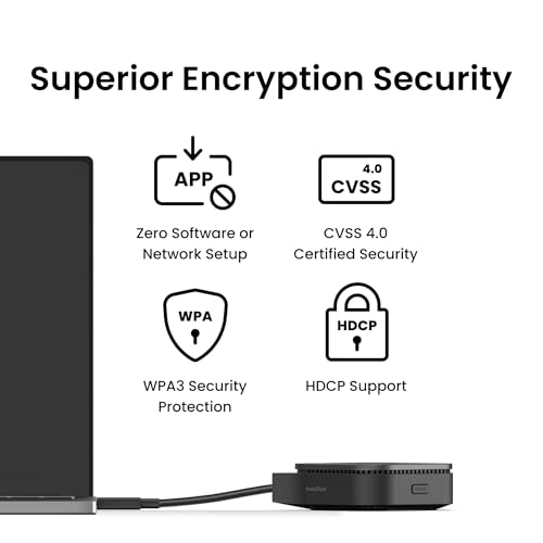 benq instashow wdc15 4k uhd wireless presentation system with usb-c amp hdmi button no app required usb touchscreen control128-bit encryption and cvss 40 certification for secure presentations