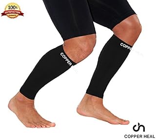 CALF Copper Compression SLEEVES by COPPER HEAL (1 PAIR) For Exercise Sport Recovery