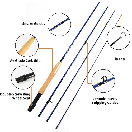 ANGLER DREAM Fly Fishing Rod and Reel Combo 3 WT Fishing Combo for Starter 4 Pieces Fly Rod Kit