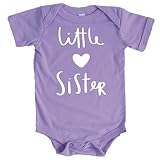 Olive Loves Apple Little Sister with Heart Bodysuit for Baby Girls Sister Sibling Outfits Purple Bod
