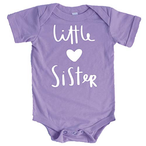 Olive Loves Apple Little Sister With Heart Bodysuit For Baby Girls Sister Sibling Outfits Purple Bodysuit 6 Months #TOP22