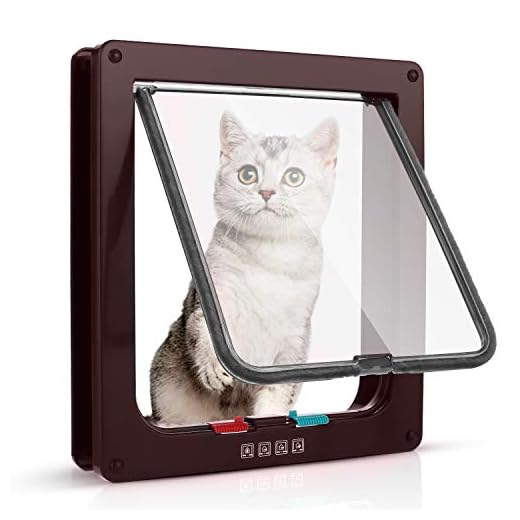 Sailnovo Katzenklappe 4-Way Magnetic Lock hundeklappe Haustiertüre Cat Flap große， 23.5*25*5.5cm Dog Cat Pet Door Flap Easy Install with Telescopic Frame with Heavy Duty Quiet Magnetic Frame, L braun…