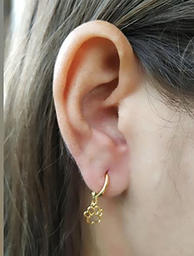 RIKINTE Brincos Argolinha Feminino Patinha de Cachorro e Folheado em Ouro 18k