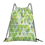 Bolsa Mochila de cuerdas hombre mujer niño,Triángulos Verdes Figuras Geométricas Pirámides Digitales Modernas Iconos Suaves Gráf,bolso saco para gimnasio,mochila para estudiantes,saco petatecon cordon