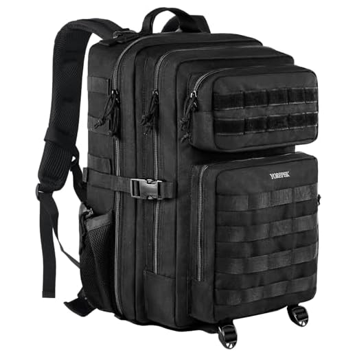 YOREPEK Großer Militär Rucksack Herren, 40L Outdoor Armee Wasserdicht Taktischer Bundeswehr Rucksäcke Molle Assault Survival Tactical Travel Backpack für Camping Trekking Wandern Reise Arbeit, Schwarz