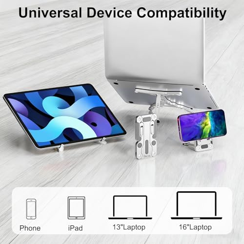 RUHEG Laptop Stand for Desk, Ergonomic Portable Laptop Stand, Riser Holder Notebook Stands, Foldable Aluminum Computer Stand with Air, Pro, More 10-16” Laptops, Tablets, Phone - image 3