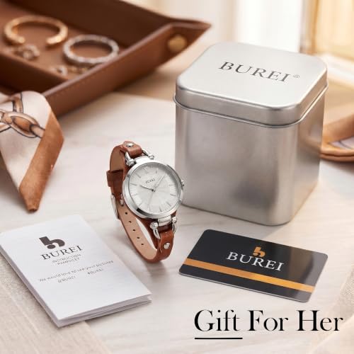 BUREI Double-Wrap Leather Strap Watch