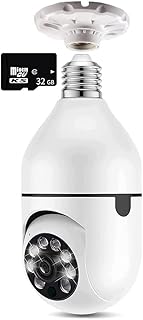 DUPELEC Light Bulb Camera, 1080P Security Camera Outdoor/Indoor with E27 Interface, 2-Way Audio, Home Security WiFi Camera with Motion Detection, Night Vision (With 32G SD Card)