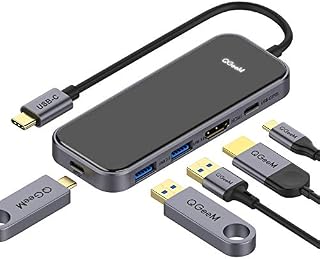 USB C HUB Adapter, QGeeM 5-in-1 USB C Dongle with 4K USB C