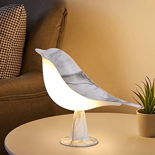 HFEHSKJ Cute Bird Led Desk Lamp, 3 Way Dimmable Creative Bedside Lamp Aroma Lamps, Rechargeable Touch Control Table Lamp, Magpie Bird Night Light for Home Office (Marble)