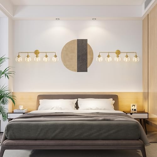 Gednbo Bathroom Vanity Lights with Clear Glass Shade, E26 Base, Vanity Lighting Fixtures Over Mirror, 39 Inch Vanity Lights for Bathroom (Exclude E26 Bulb) (Gold, 5-Lights) by Gednbo - Used condition - Image 7