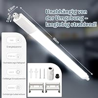 LED Feuchtraumleuchte 60cm, 18W 2100LM 3000K/4000K/6500K Verknüpfbare Feuchtraumlampe,Ultraslim Deckenleuchte Feuchtraum Flach Wannenleuchte, IP65 Wasserfest Werkstattlampe für Garage Kelle – Ansicht 5