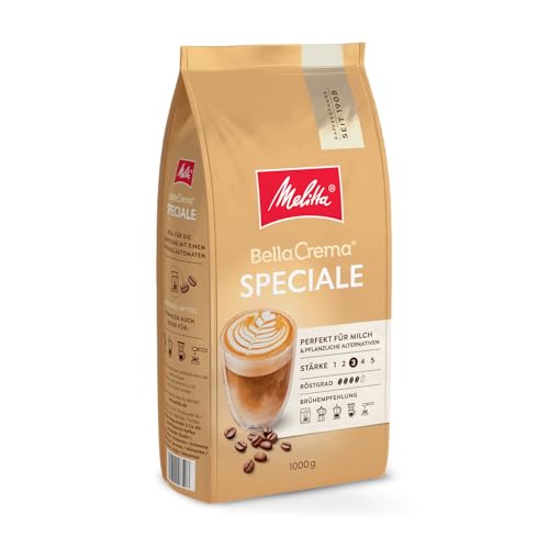 Melitta BellaCrema Speciale Ganze Kaffee-Bohnen 1kg ungemahlen Kaffeebohnen für Kaffee-Vollautomat mittlere Röstung geröstet in Deutschland Stärke 3