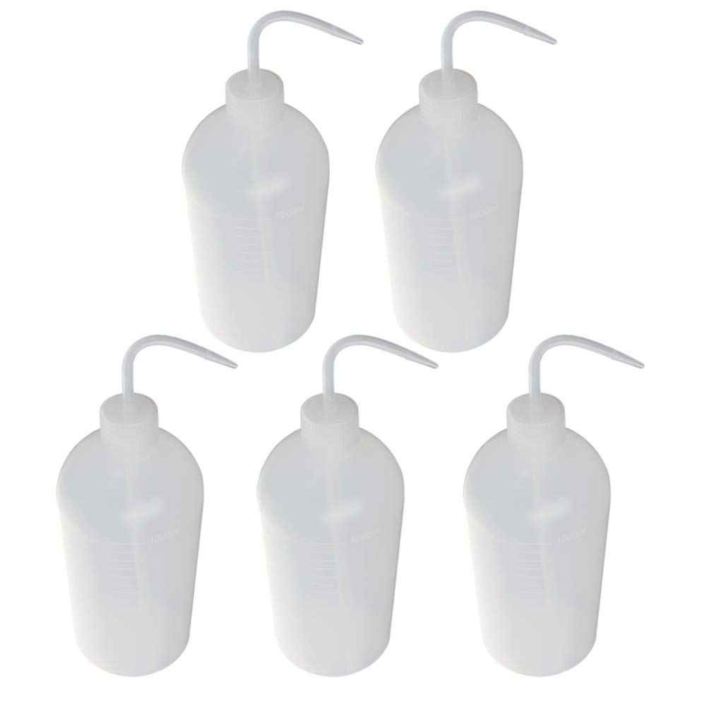 Othmro 5pcs 1000ml/33.82oz Safety Squeeze Washing Plastic Bottle,Plants Watering Tools,Squeeze Squirt Irrigation Bottle for Medical Lab,Irrigation Squeeze Sprinkling Cans Wash Plant Bottle