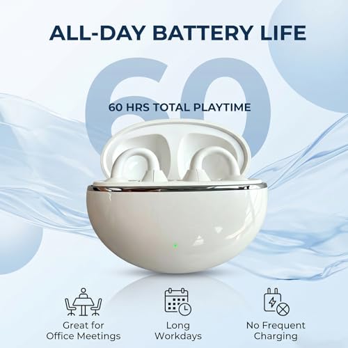 Image of Nyxo Open Ear Wireless Earbuds, Bluetooth 5.4 Air Conduction Headphones with Noise Cancellation Clip Desig, 360 Stereo Sound, Bluetooth Earphones Wireless for Sports, Office and Daily Use(White)