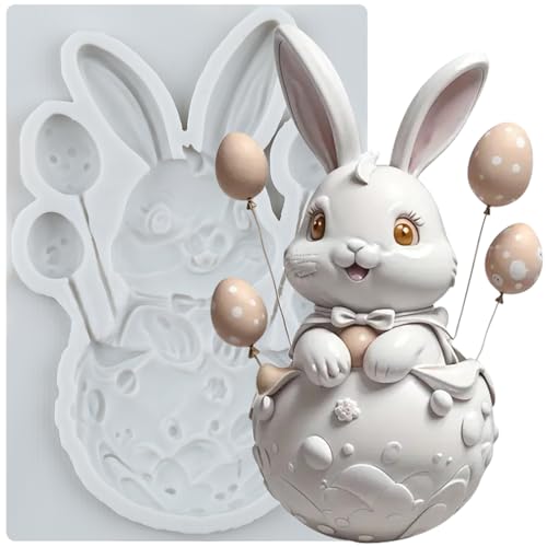 MINFEIDMS Easter Rabbit Silicone Molds Bunny Chocolate Fondant Mold for Cake Decorating Cupcake Topper Candy Gum Paste Polymer Clay