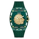 Guess Phoenix GW0959G2 - Reloj de Pulsera para Hombre (Correa de Silicona Verde, Esfera de Cristal Mineral, 5 Bar, diámetro de la Caja: 42 mm)
