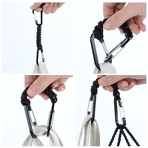 Image of BRAVESHINE Paracord Keychain Carabiner Clip, D Ring Lanyard Hanger Stroller Hook for Water Bottle, Key, Backpacks, Men, Women