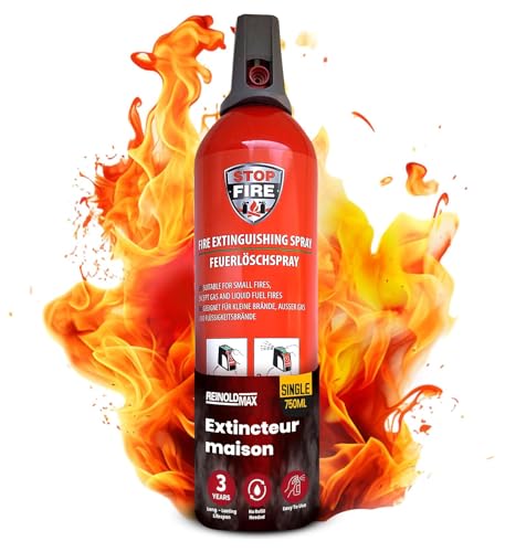 ReinoldMax Petit Extincteur Voiture | Mini Extincteur Bateau | Extincteur Caravane | Extincteur Compact | Mini Extincteur Barbecue Extincteur Maison 5 in 1 | Extincteur Aérosol 750 ML