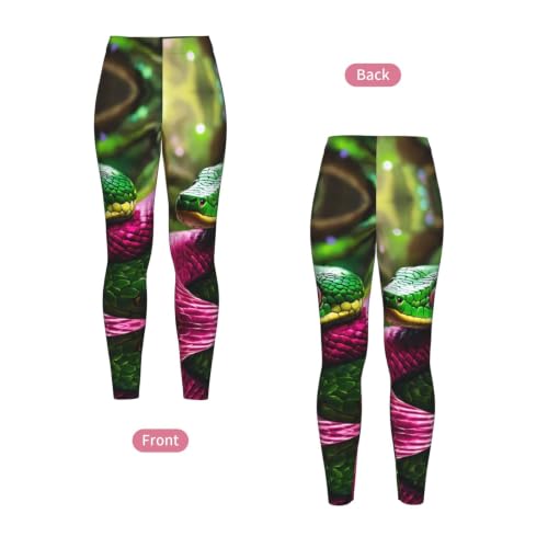 Leggings de compresión para mujer con estampado de serpiente verde de gimnasio 4