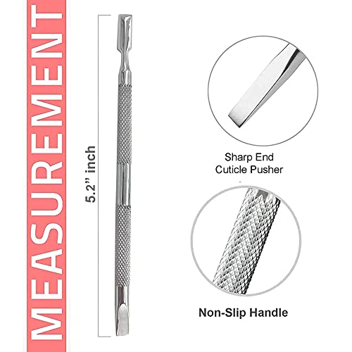 Cuticle Pusher Dual Sided - Sharp Edge Spoon Shaped Double Ended Cuticle Pusher Remover Cleaner Surgical Medical Grade Stainless Steel Manicure Pedicure Nail Art Care Tools 2 Pc Set By Krisp Beauty #TOP2