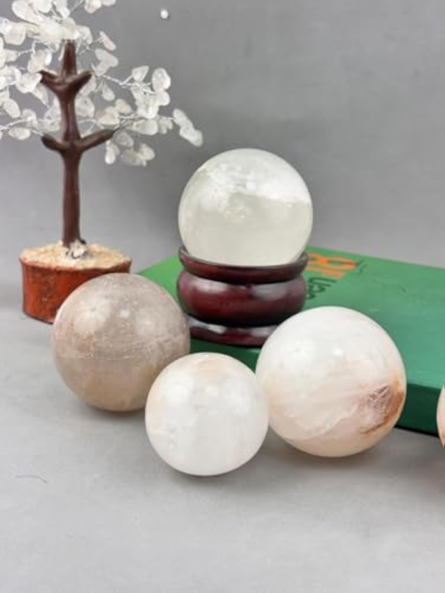 Jet Crystal Quartz Hand Carved Sphere Gemstone, Healing Focus