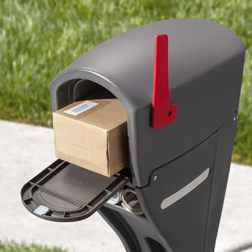 Step2 Mailmaster Streamline Mailbox & Post, Weather Resistant, Large Outdoor Mailboxes, Made of Durable Plastic, Easy to Install, Flag Included, Gray by Step2 - Image 2