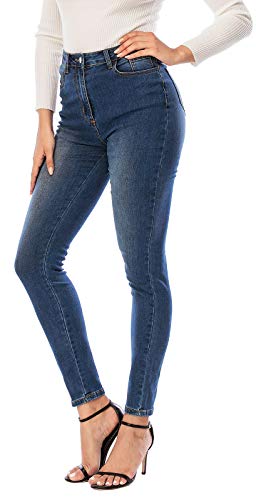 ECUPPER Womens Jeans High Waist Skinny Fit Stretch Jeans Denim Trousers with Pockets Dark Blue 3XL