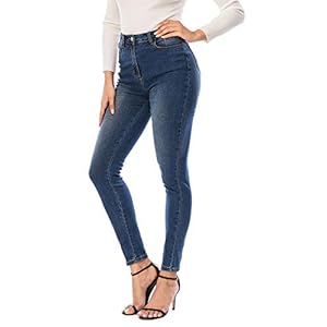 ECUPPER Womens Jeans High Waist Skinny Fit Stretch Jeans Denim Trousers with Pockets