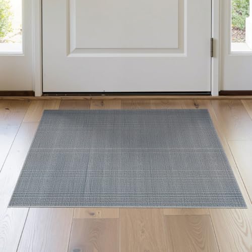 Flatwoven High Traffic Area Rug 2x3, Heavy Duty Drainage Grey Rug Industrial Grade Non Slip Runner Carpet, Non Slip, Stain Resistant, Washable Area Rugs for Living Room, Bedroom (Gray, 2x3)