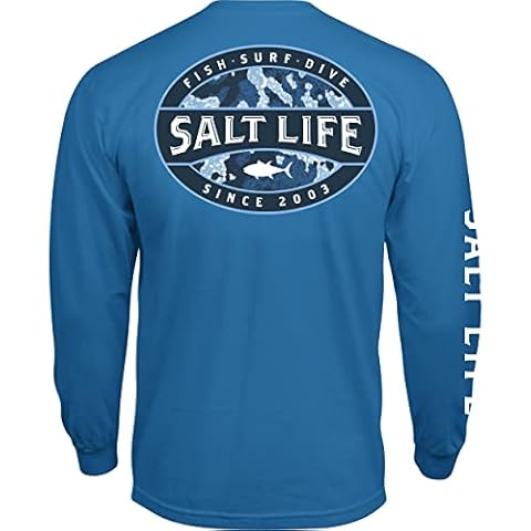 Salt Life Atlas Badge Long Sleeve Classic Fit Shirt, Atlantic Blue, Medium Cover