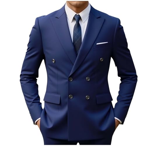 Men's Double Breasted Suit Blazer Slim Fit Solid Sport Coat for Wedding Prom Business Formal and Casual Jacket