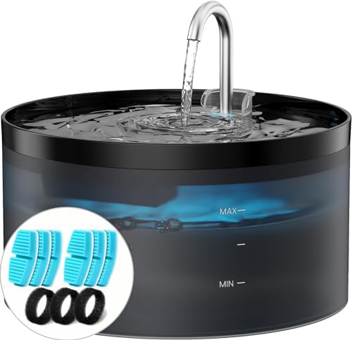BEMOONY Cat Fountain, 6 Filters + 3 Sponges, 3.2 L Cat Drinker, U...