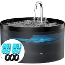 Cat Water Fountain 108oz/3.2L Cat Fountain Super Silent Pet Water Fountain - Water Fountains for Cats Indoor - Faucet Cat Fountain- Suitable for Cats and Dogs - with 6 Filters & 3 Sponges