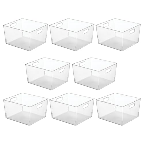mDesign Large Plastic Storage Organizer Container Bin, Household Organization for Cabinet, Counter, Drawer, Cubby, Cupboard, Holds Clothing, Linens, Toys, Essentials, 8 Pack, Clear by mDesign - Used condition - Image 7