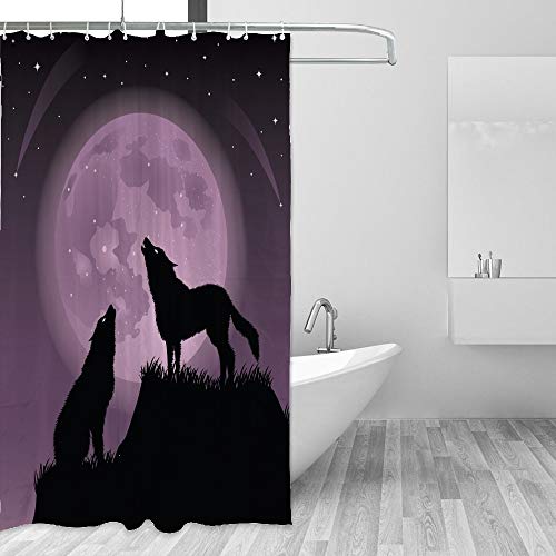 Rideau de douche imperméable loup imprimé 182x182 baignoire - 2