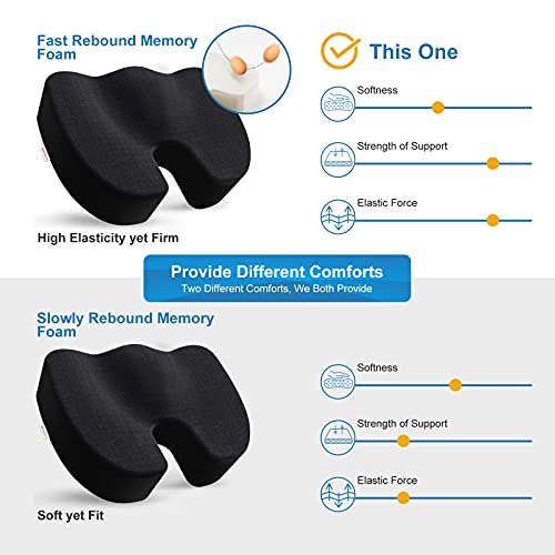 Bomdaia Seat Cushion Pillow For Office Chair, Car Seat Cushion For Desk Chair, Non-Slip Memory Foam Coccyx Seat Cushion For Back, Sciatica & Tailbone Pain Relief (Black) #TOP5
