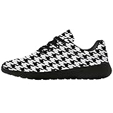 nophgy Black and White Houndstooth Shoes for Women Men Lace Up Lightweight Sport Tennis Sneakers Gifts for Travel,US Size 8.5 Women/7 Men