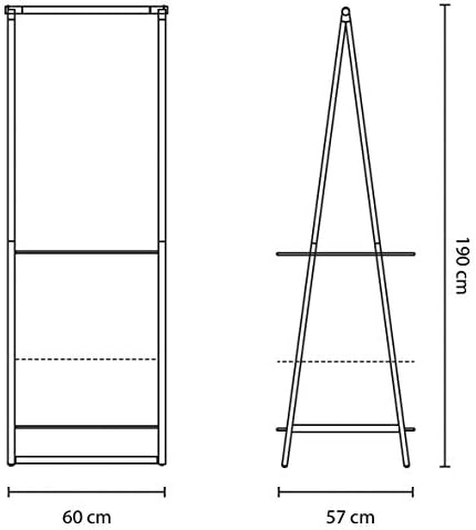 Brabantia - Linn Clothes Rack - Multi-functional Hanging space - Airing or Drying Shelves - Hangs up to 16 items - Stable Space Saver - Non-slip Base - Free Standing - Easy to Assemble - White - Small